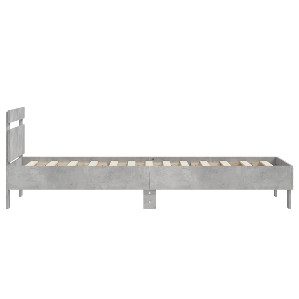 Cadre de lit sans matelas avec tête de lit gris béton 90x200 cm