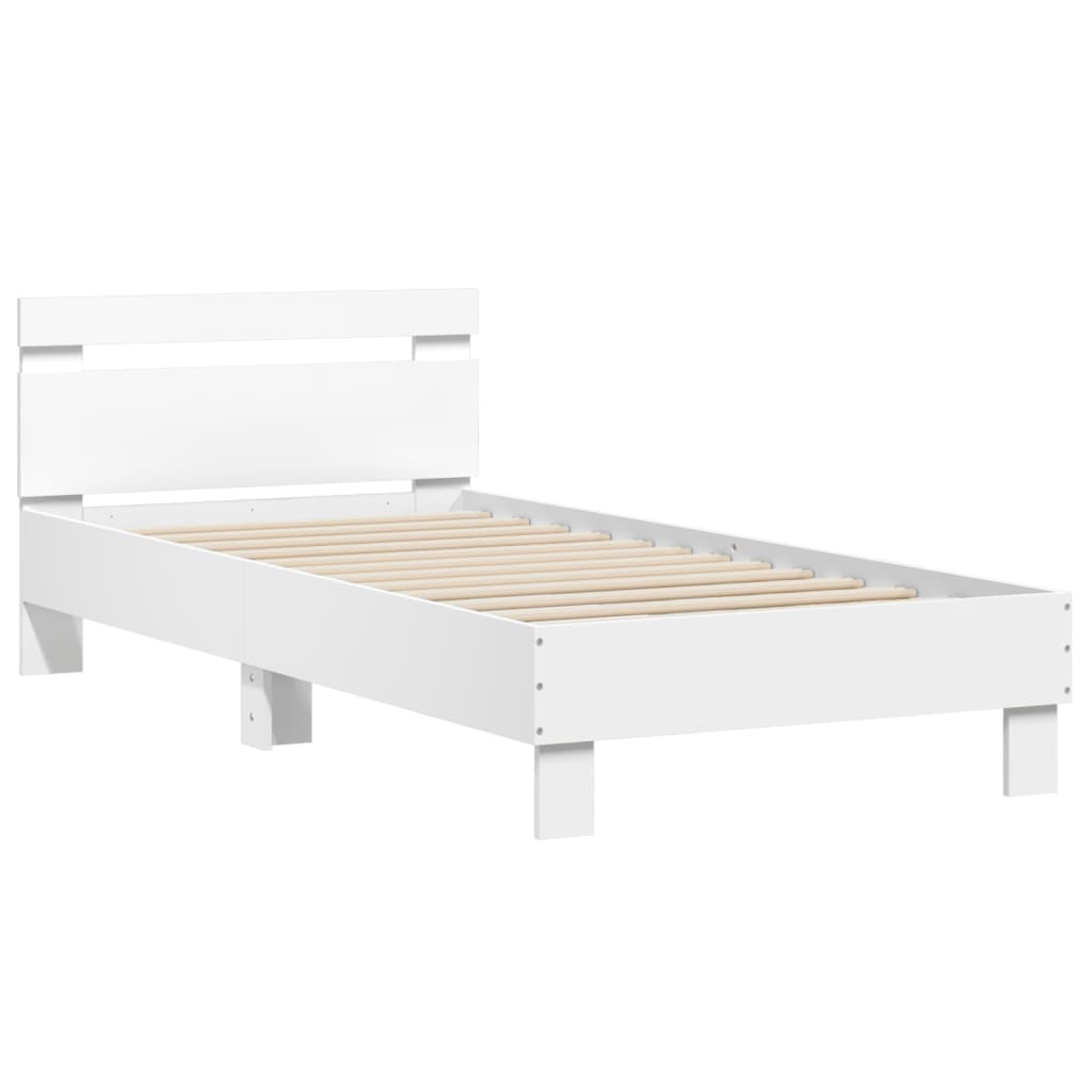 Bed frame without mattress with white headboard 90x190 cm