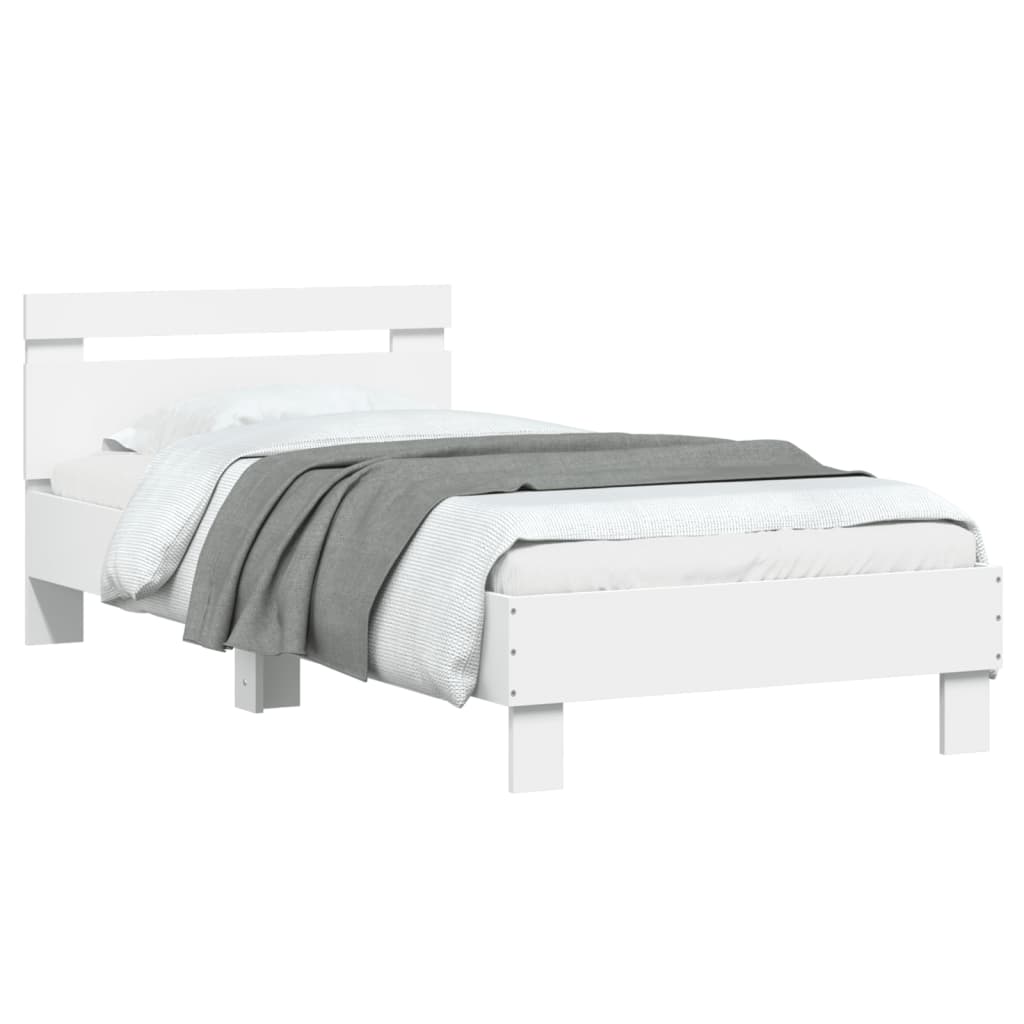 Bed frame without mattress with white headboard 90x190 cm