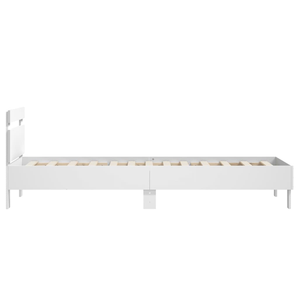 Cadre de lit sans matelas avec tête de lit blanc 75x190 cm