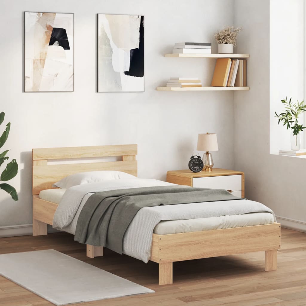 Cadre de lit sans matelas avec tête de lit 75x190 cm