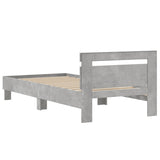 Cadre de lit sans matelas avec tête de lit gris béton 75x190 cm