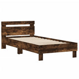 Cadre de lit sans matelas avec tête de lit chêne fumé 75x190 cm