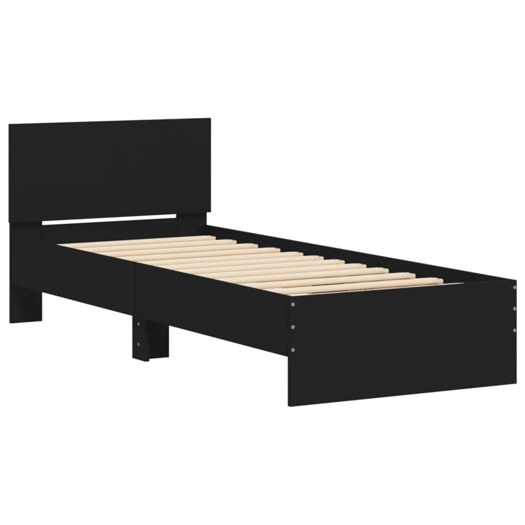 Bed frame without mattress with black headboard 90x200 cm