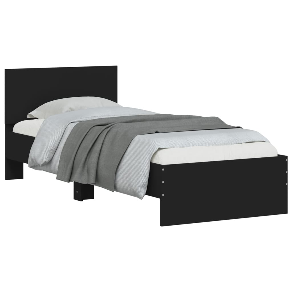 Bed frame without mattress with black headboard 90x200 cm