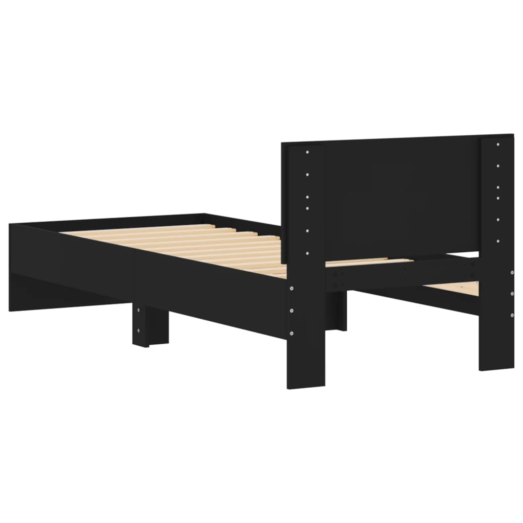 Bed frame without mattress with black headboard 90x200 cm