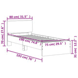 Bettgestell ohne Matratze mit Kopfteil weiß 75x190 cm