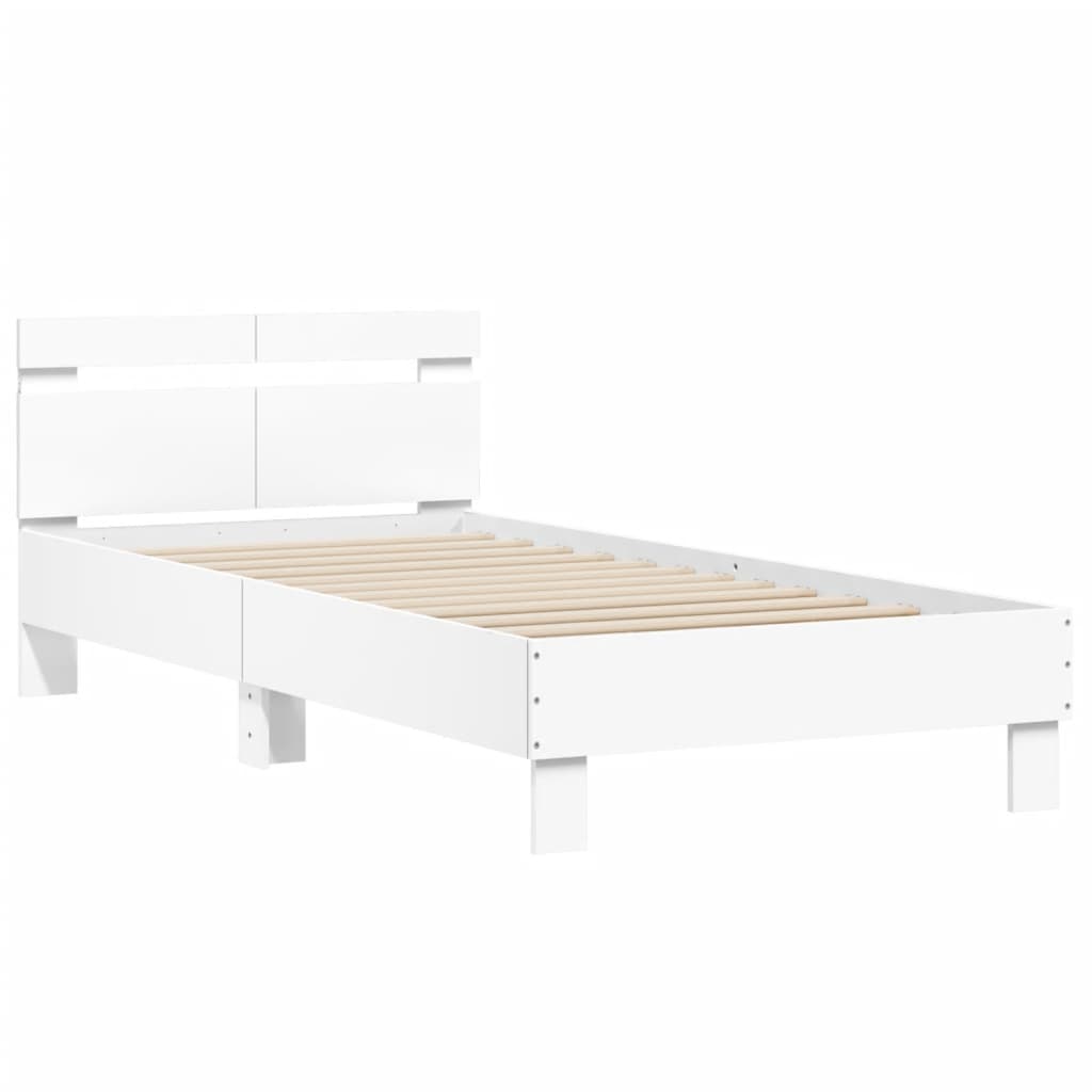 Cadre de lit sans matelas avec lumières LED blanc 100x200 cm