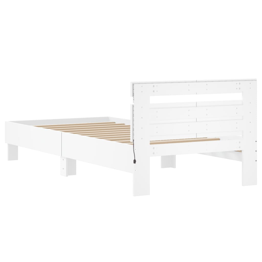 Cadre de lit sans matelas avec lumières LED blanc 100x200 cm