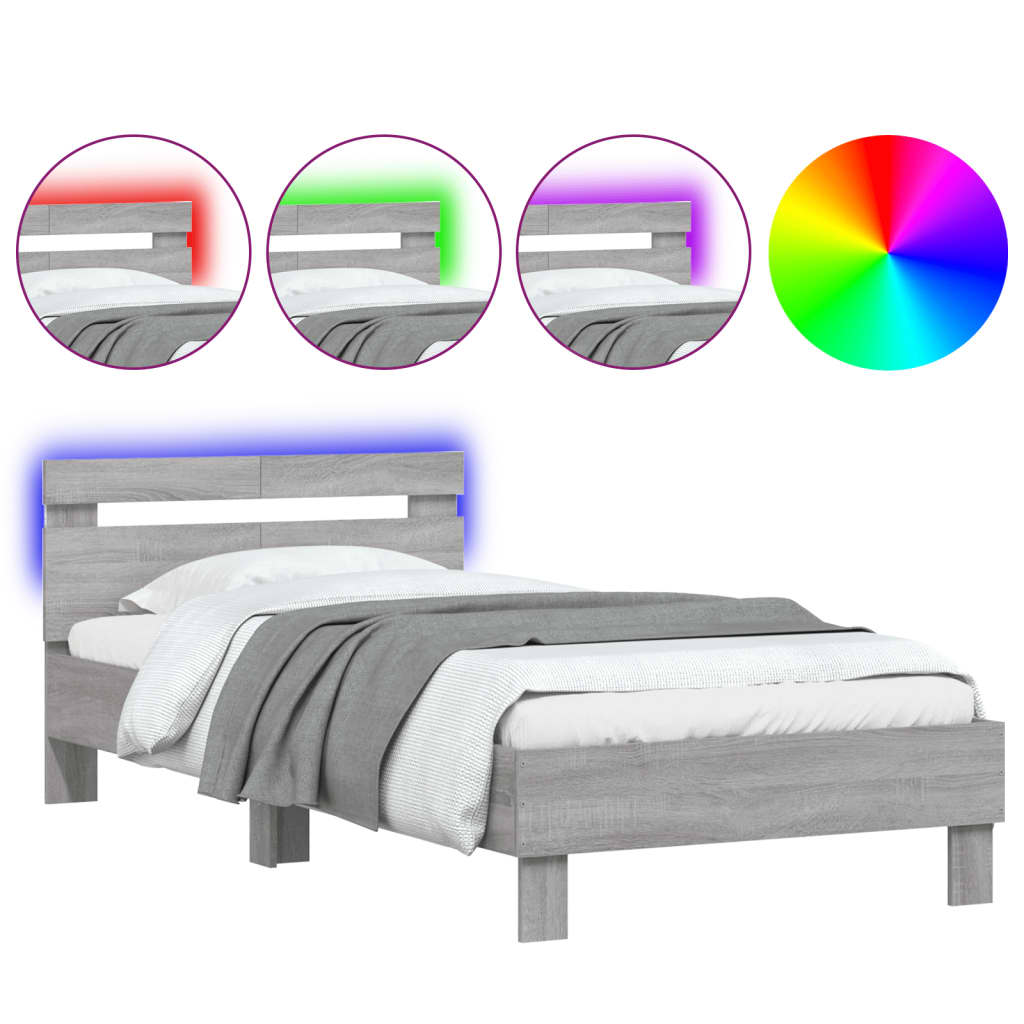 Bed frame without mattress with LED lights 100x200 cm