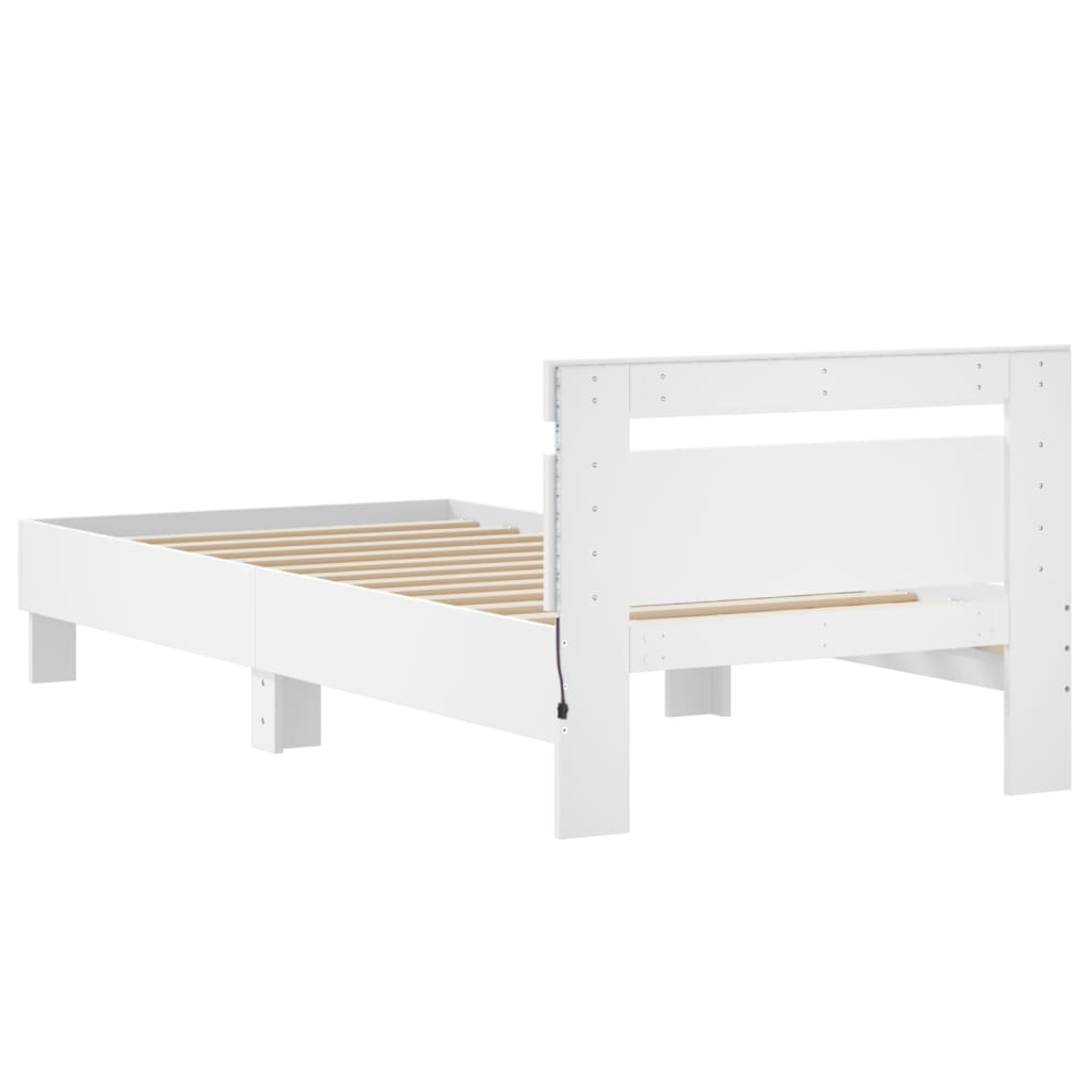 Cadre de lit sans matelas avec lumières LED blanc 90x200 cm