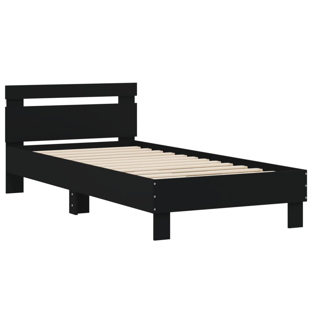 Cadre de lit sans matelas avec lumières LED noir 90x200 cm