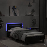 Bed frame without mattress with LED lights black 90x190 cm