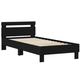 Bed frame without mattress with LED lights black 90x190 cm