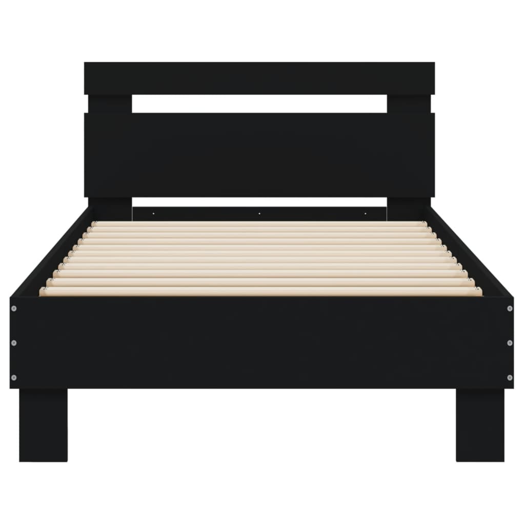 Bed frame without mattress with LED lights black 90x190 cm