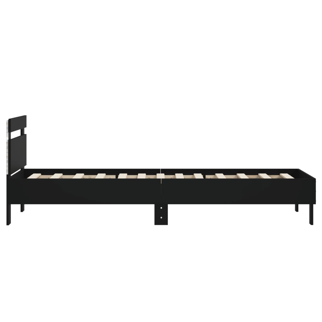 Bed frame without mattress with LED lights black 90x190 cm