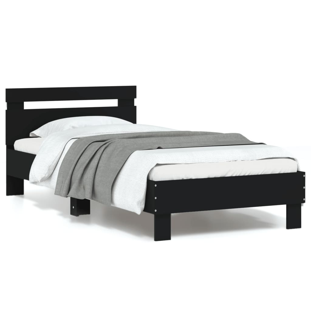 Bed frame without mattress with LED lights black 90x190 cm