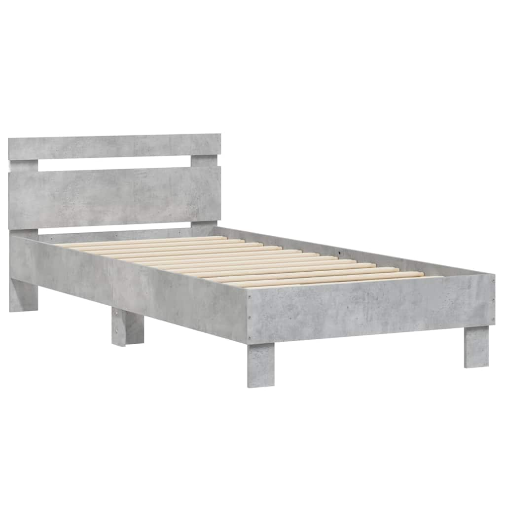 Cadre de lit sans matelas avec lumières LED gris béton 90x190cm