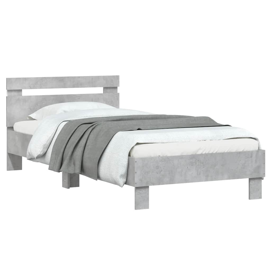 Cadre de lit sans matelas avec lumières LED gris béton 90x190cm