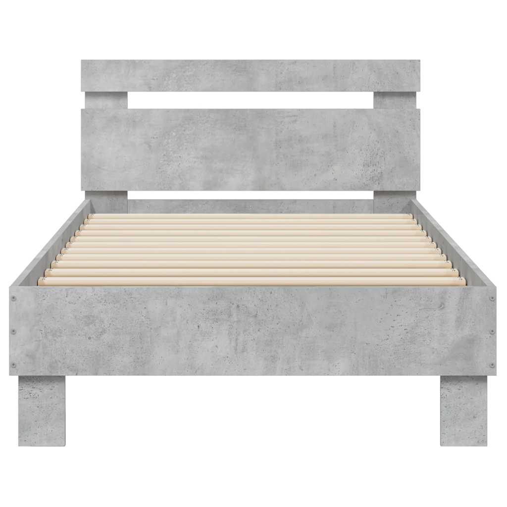 Cadre de lit sans matelas avec lumières LED gris béton 90x190cm