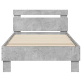 Cadre de lit sans matelas avec lumières LED gris béton 90x190cm