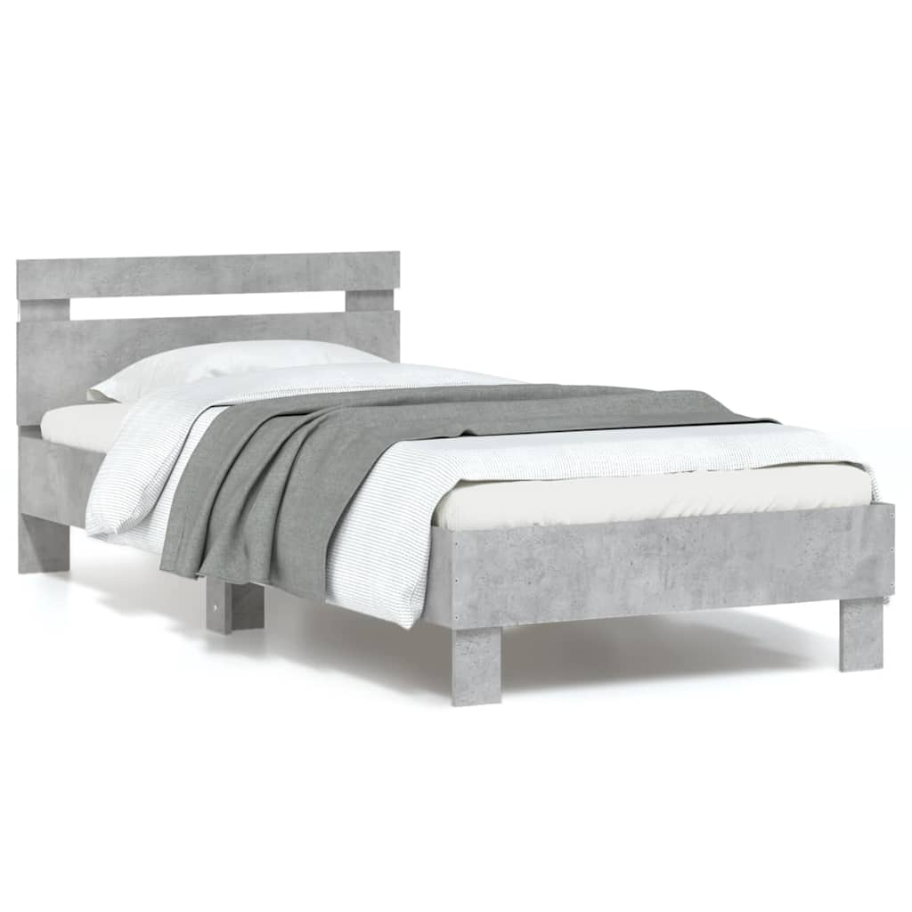 Cadre de lit sans matelas avec lumières LED gris béton 90x190cm