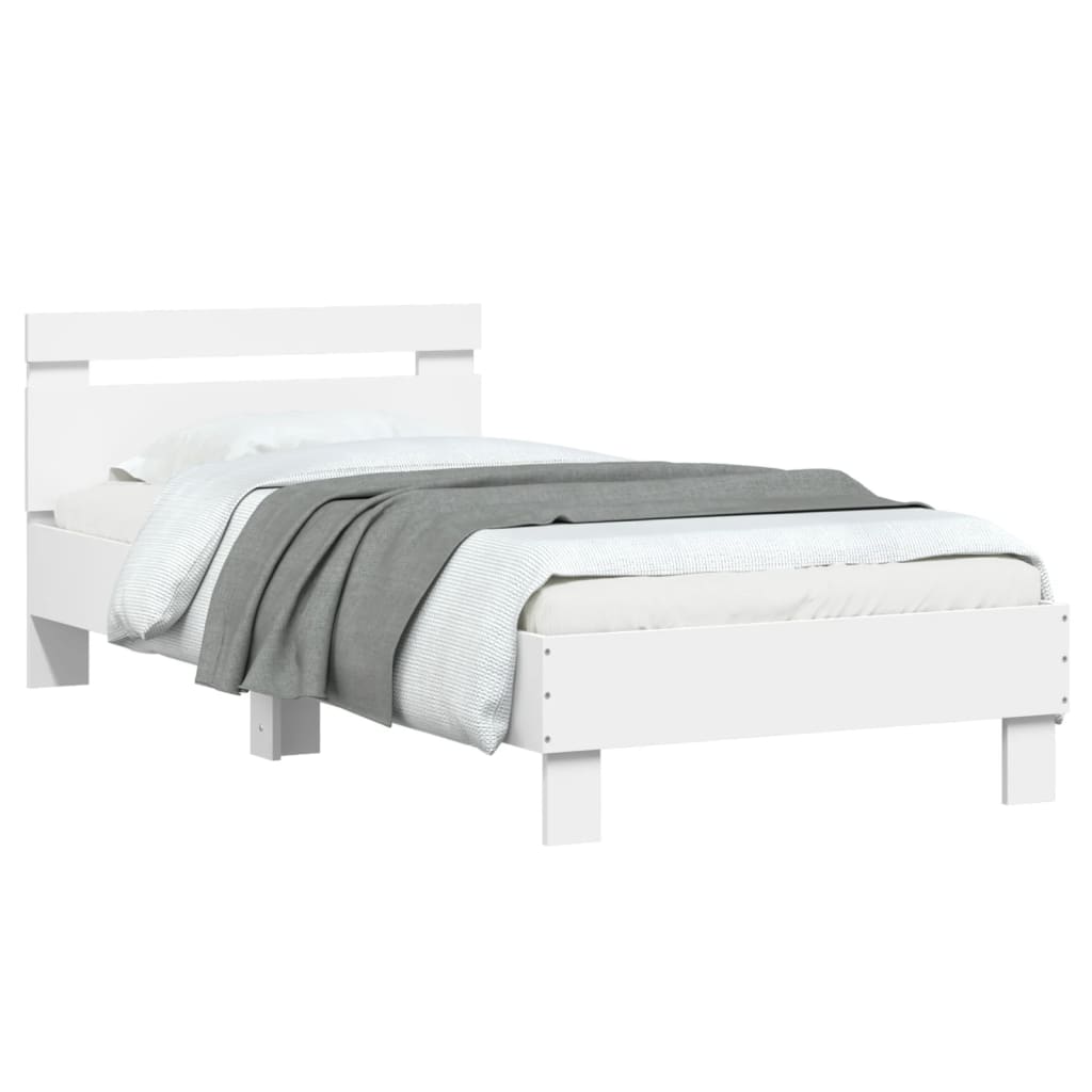 Cadre de lit sans matelas avec lumières LED blanc 75x190 cm