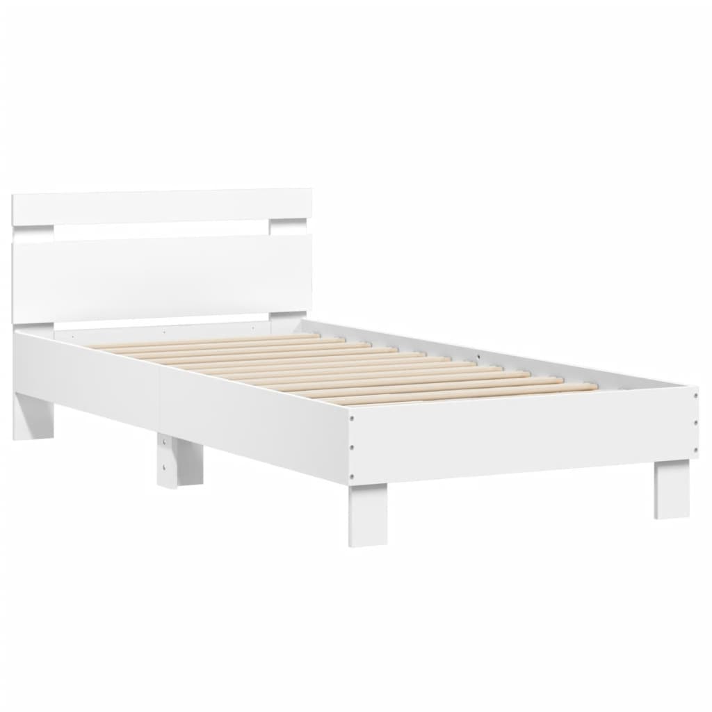 Cadre de lit sans matelas avec lumières LED blanc 75x190 cm