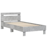 Cadre de lit sans matelas avec lumières LED gris béton 75x190cm