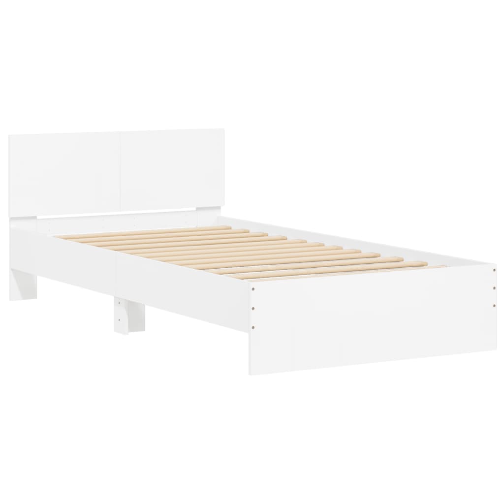 Bed frame without mattress with LED lights white 100x200 cm