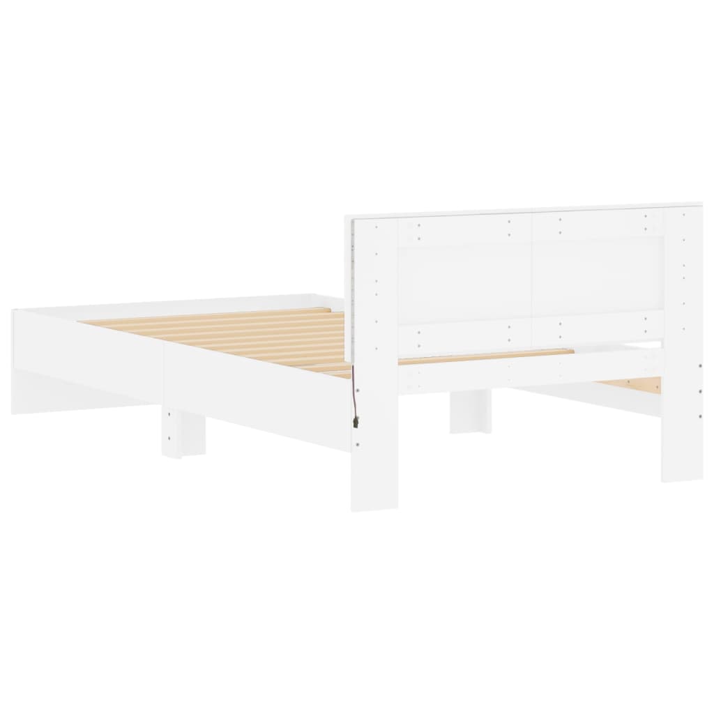 Bed frame without mattress with LED lights white 100x200 cm