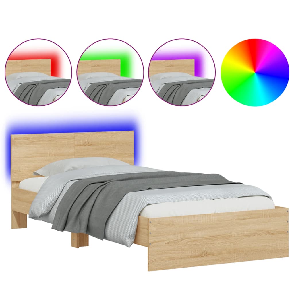 Cadre de lit sans matelas avec lumières LED 100x200 cm