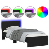 Bed frame without mattress with LED lights black 90x200 cm