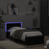 Bed frame without mattress with LED lights black 90x200 cm