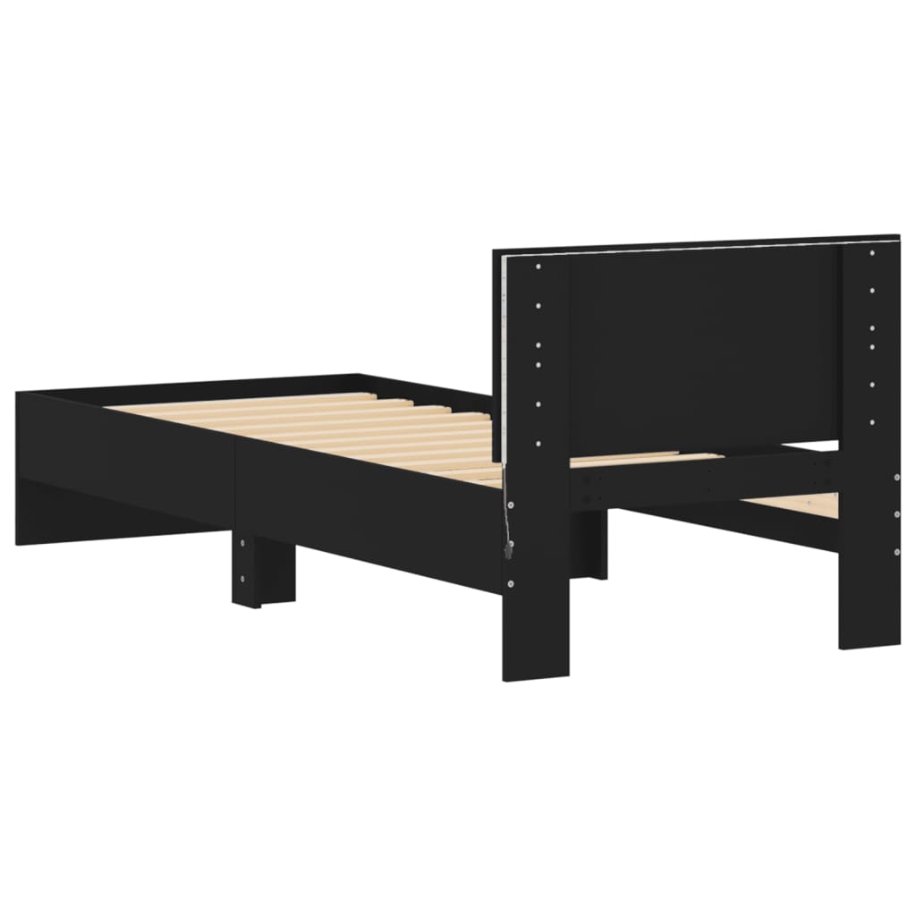 Cadre de lit sans matelas avec lumières LED noir 90x200 cm