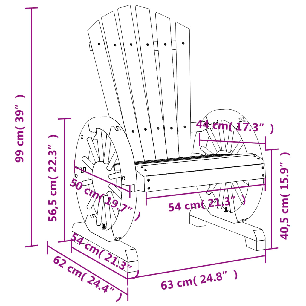 Chaise de jardin Adirondack bois de sapin massif