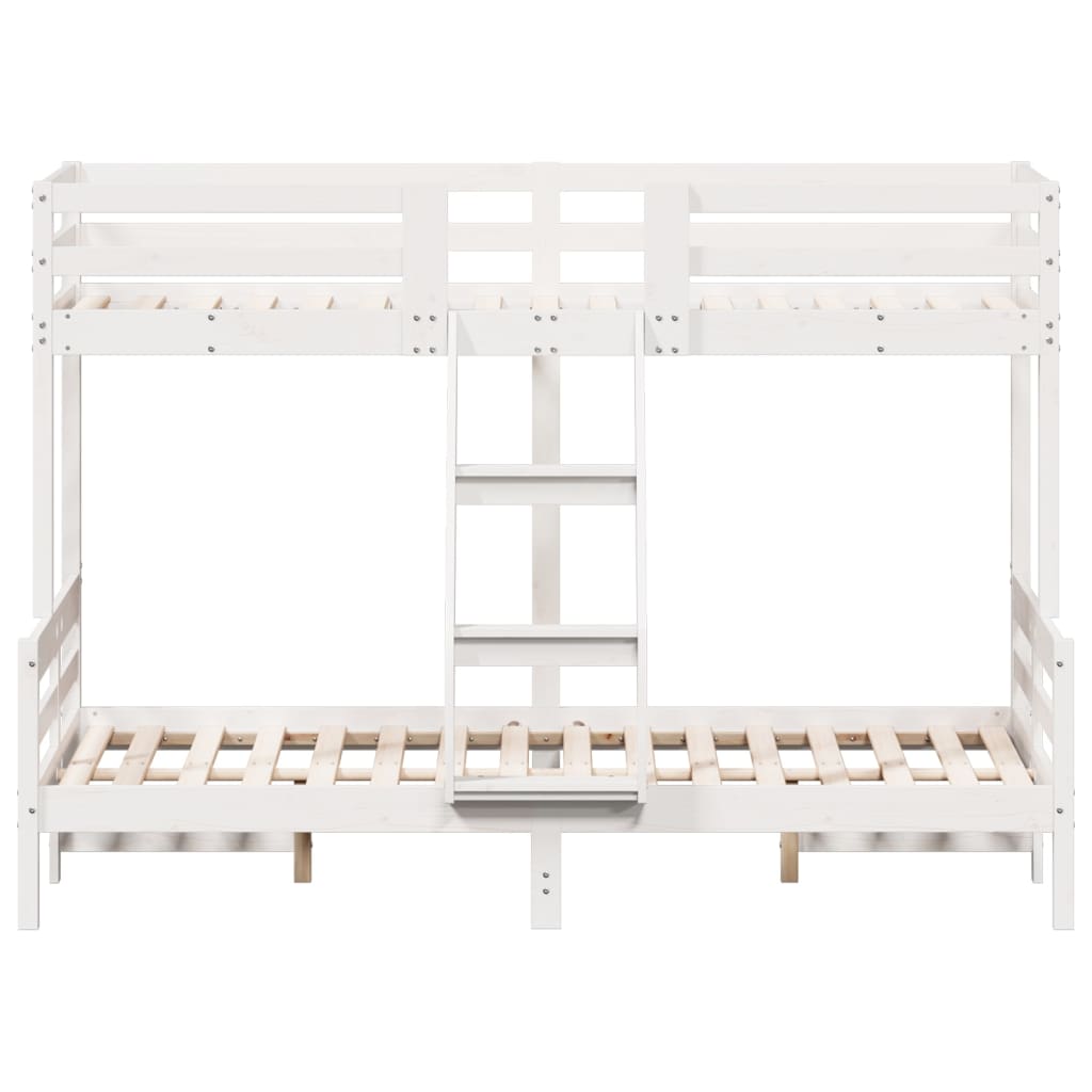 Lit superposé sans matelas 90x200/120x200 cm blanc bois massif