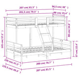 Lit superposé sans matelas 90x200/120x200 cm blanc bois massif