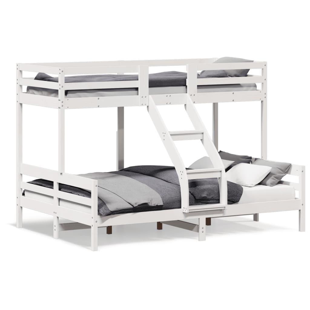 Lit superposé sans matelas 90x200/140x200 cm blanc bois massif