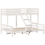 Lit superposé sans matelas 90x200/140x200 cm blanc bois massif