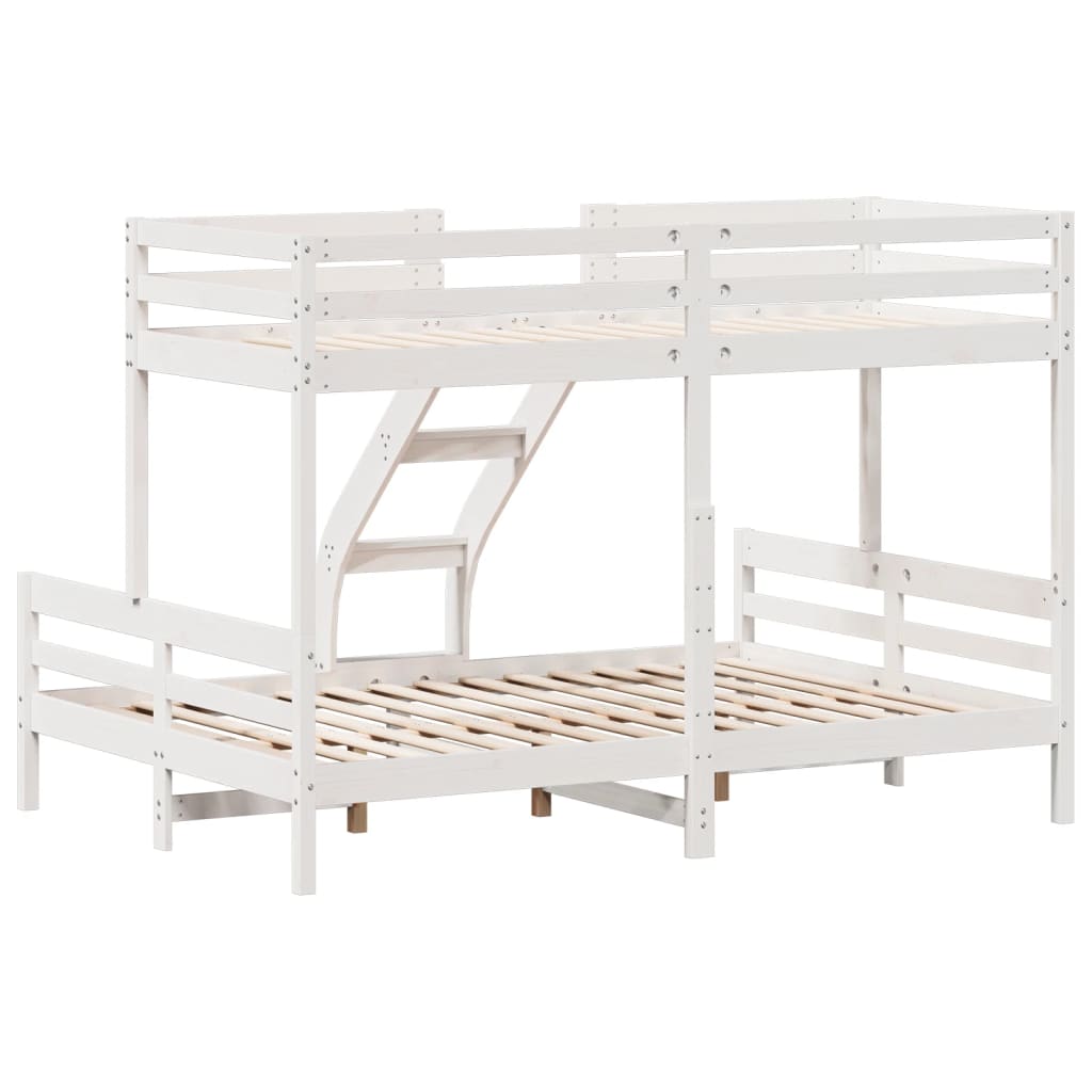 Lit superposé sans matelas 90x200/140x200 cm blanc bois massif