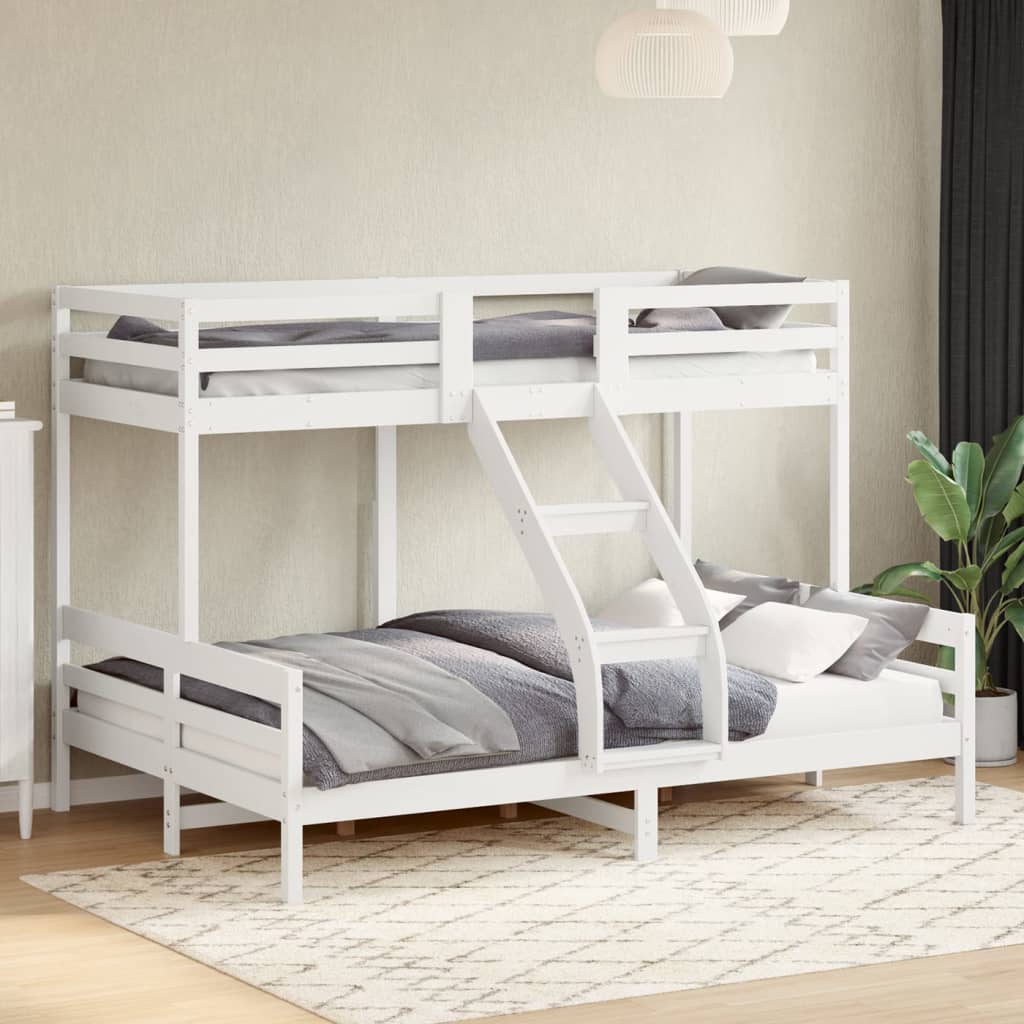 Lit superposé sans matelas 90x200/140x200 cm blanc bois massif