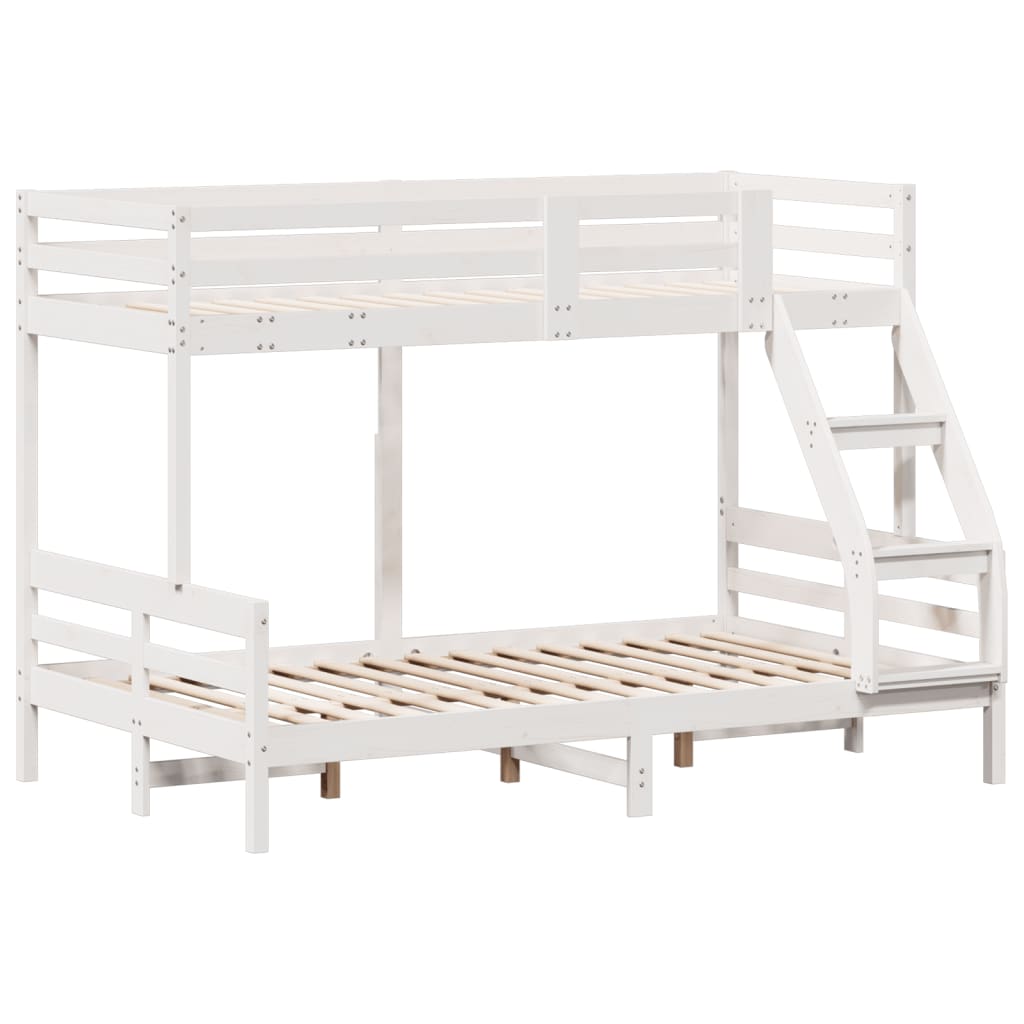 Lit superposé sans matelas 80x200/120x200 cm blanc bois massif