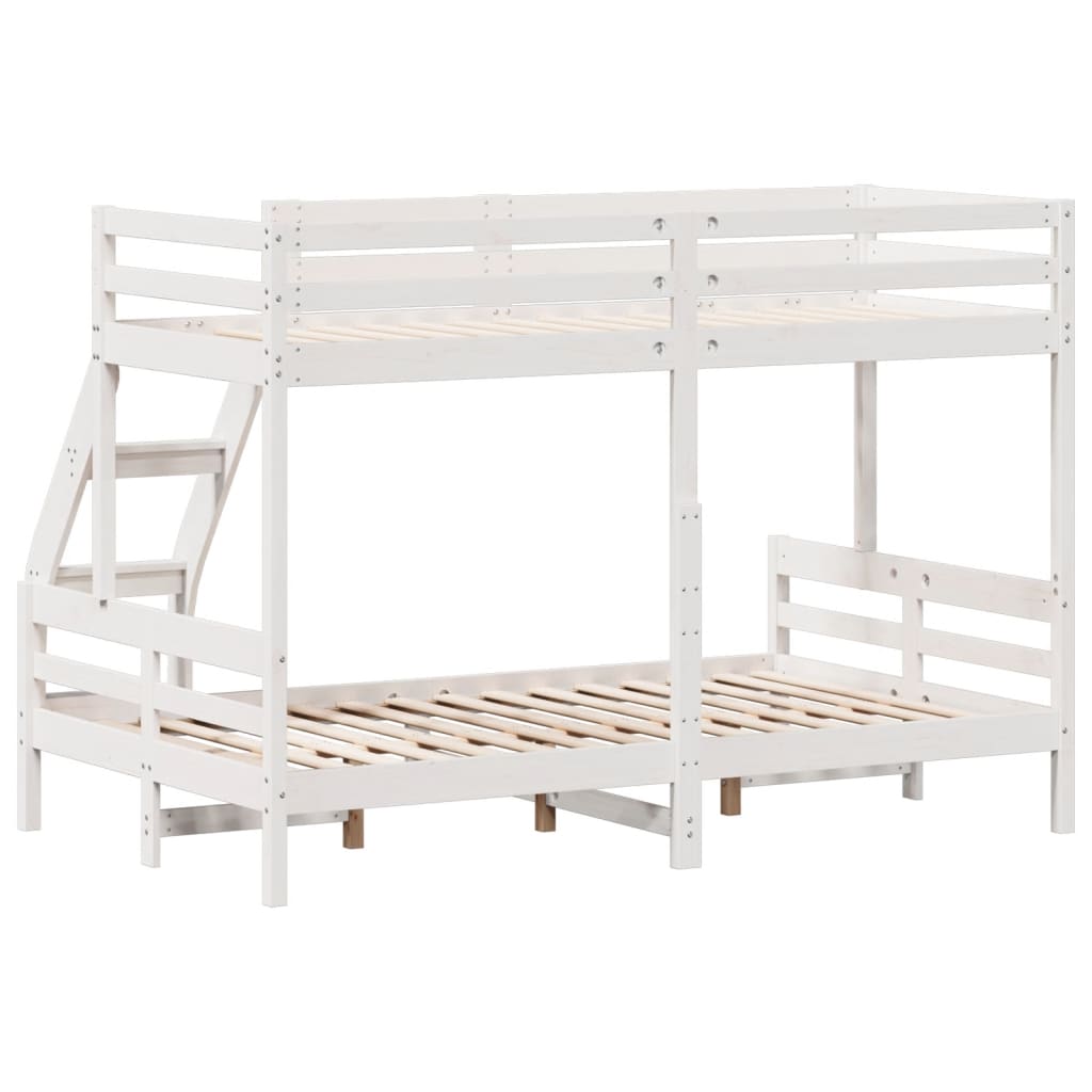 Lit superposé sans matelas 80x200/120x200 cm blanc bois massif