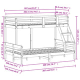 Lit superposé sans matelas 80x200/120x200 cm blanc bois massif