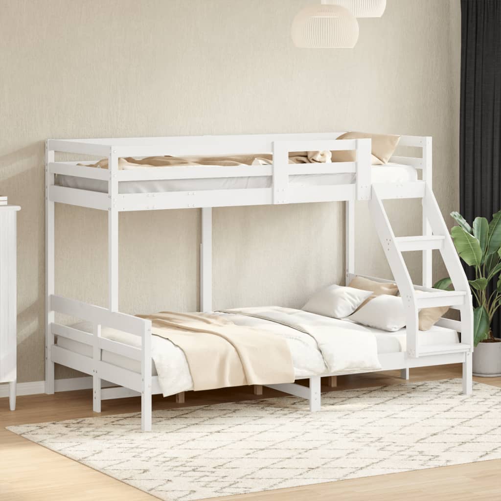 Lit superposé sans matelas 80x200/120x200 cm blanc bois massif