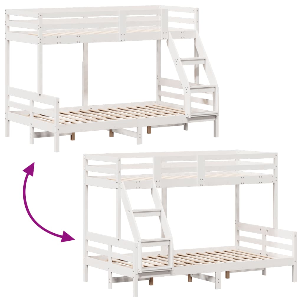 Bunk bed without mattress 90x200/120x200 cm white solid wood