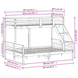 Lit superposé sans matelas 90x200/140x200 cm bois massif