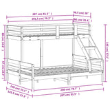 Bunk bed without mattress 90x200/140x200 cm white solid wood