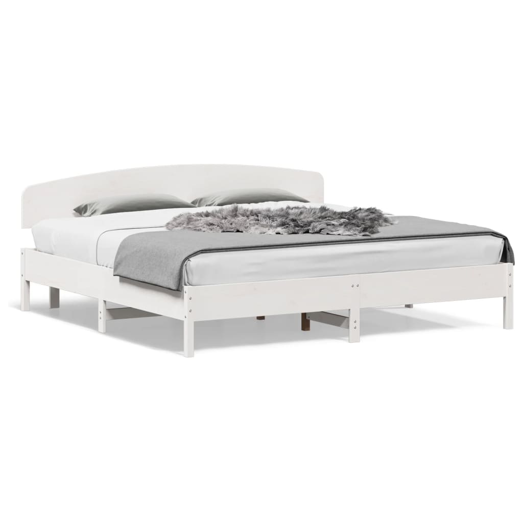 Cadre de lit sans matelas blanc 200x200 cm bois massif de pin